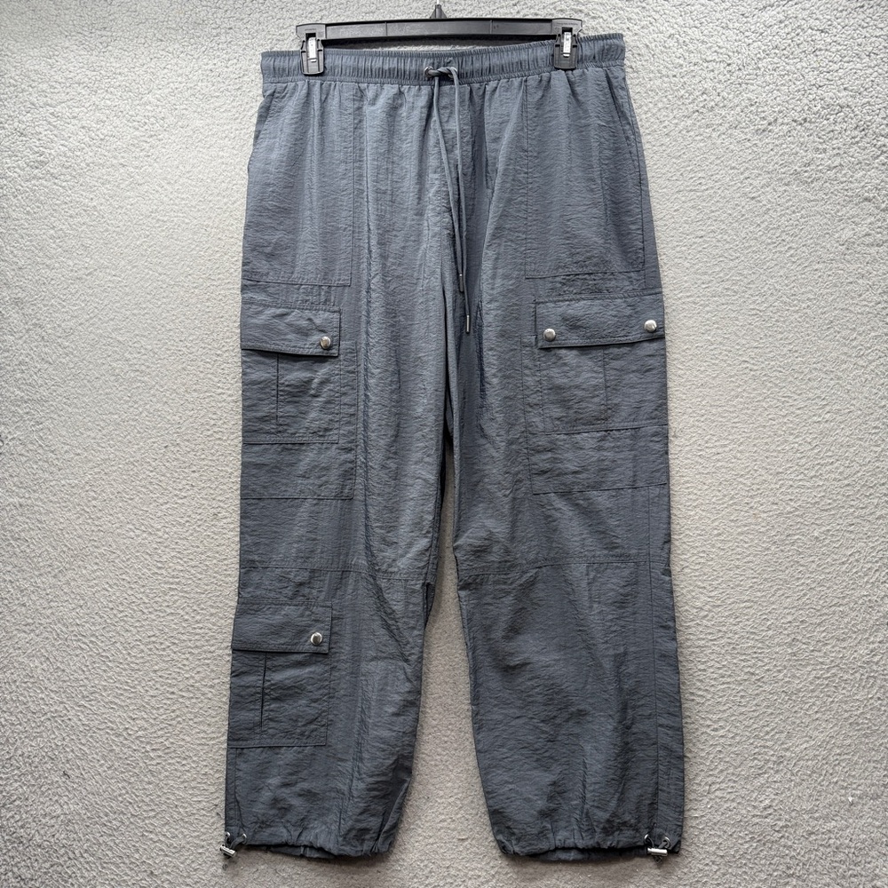 Cinq A Sept Drawstring Nitsan Parachute Pants Gray Cargo Pockets Women’s Size XL